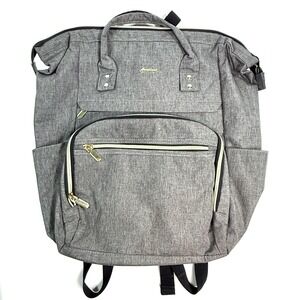 FOCDOD Women Laptop Backpack 15.6 Nurse Teacher Work Bag Gray Gold Diaper